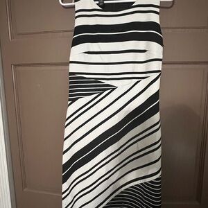 INC International Concepts Black and White Striped Midi Dress